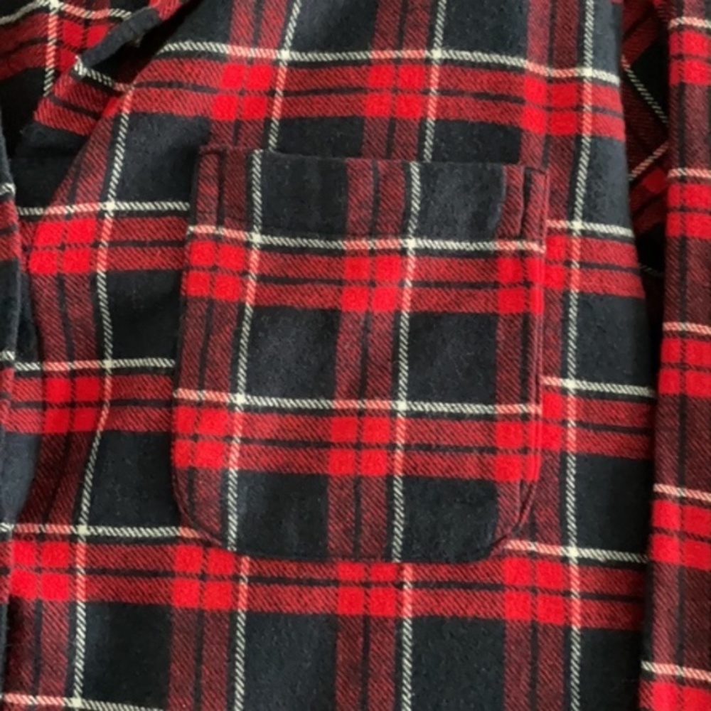 Hollister Red and Blue Plaid Flannel Button-Up Shirt - Picture 5 of 8